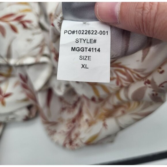 NYDJ Women's XL Pleated Peasant Blouse Smock Cuffs Floral - Picture 8 of 8